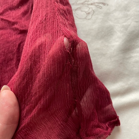 Y2K Red Silk High Neck Embroidered Blouse Top Medium Red Vamp Whimsigoth Witchy - Picture 5 of 9